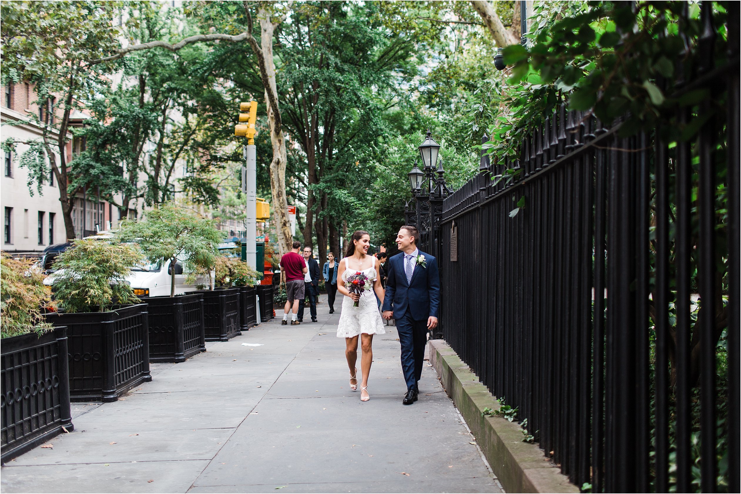 Bride and groom portrait at Gramercy Square Park