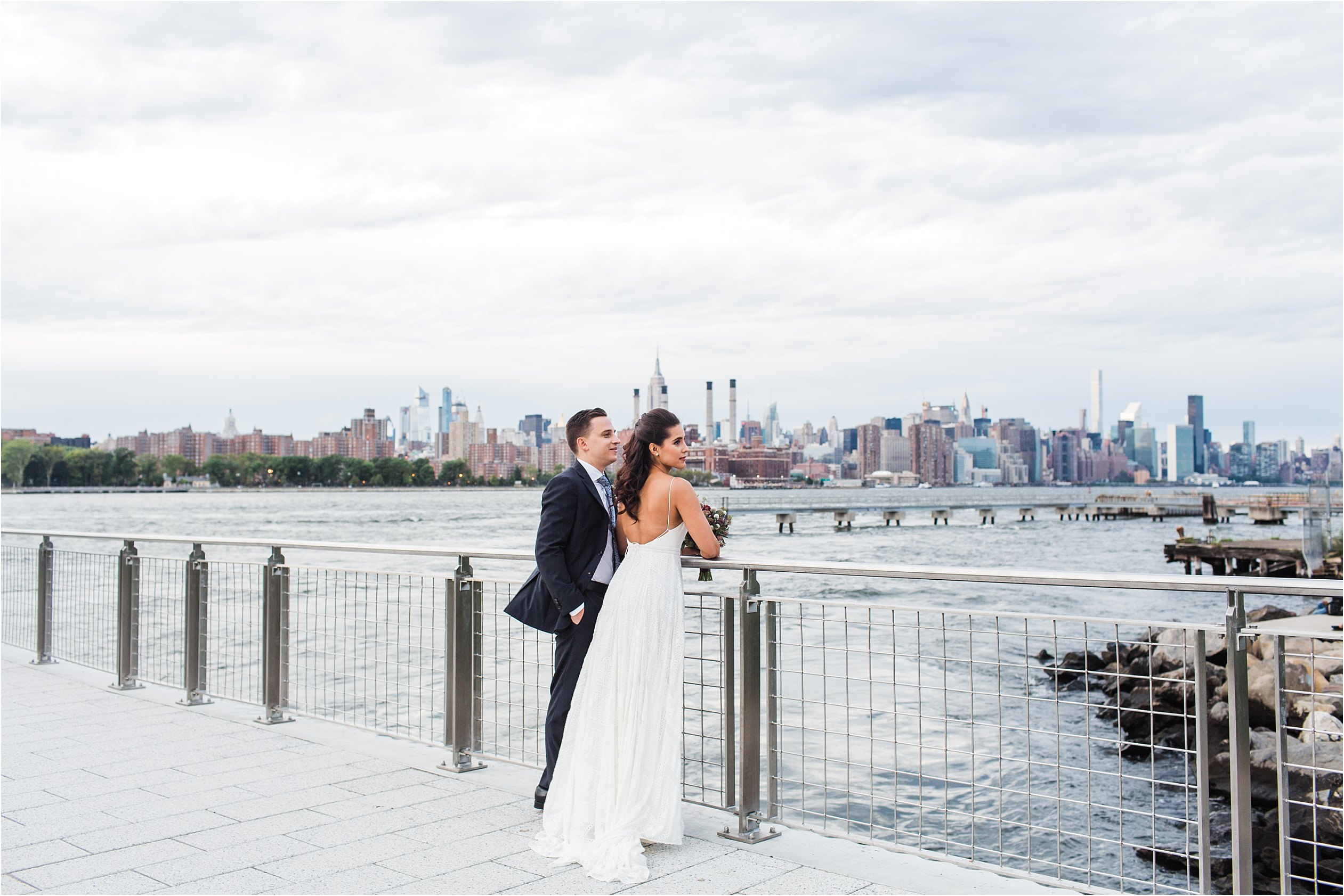 wedding portrait with NYC skyline