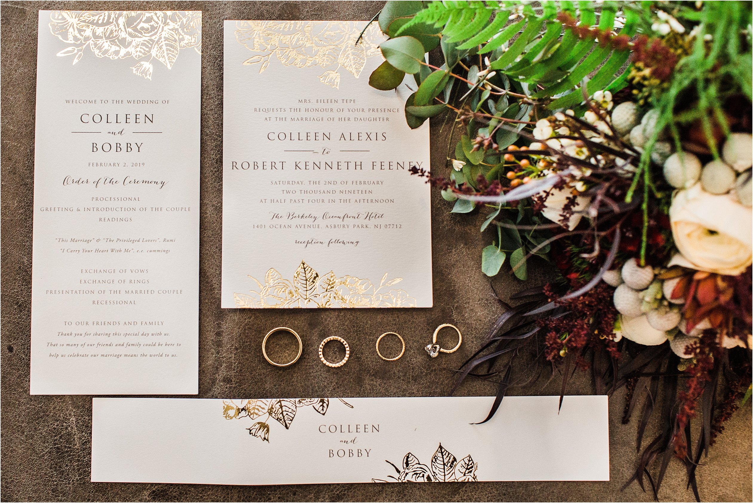 gold foil wedding invitation