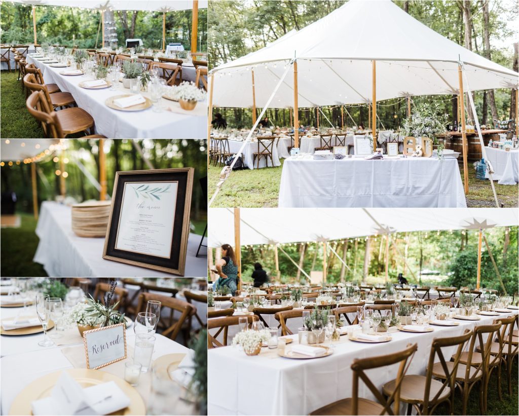 Rustic woodsy wedding place settings